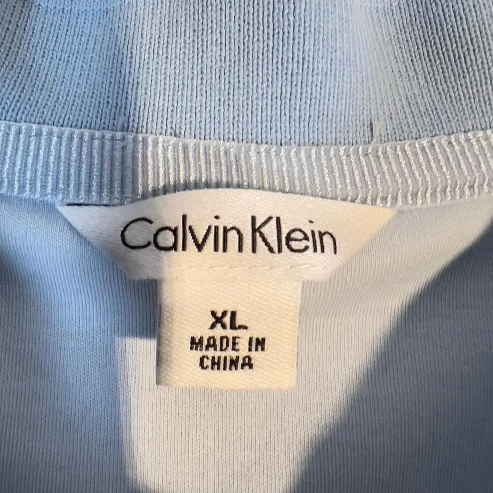 Calvin Klein Polo Shirt Men's XL Blue Colorblock Short Sleeve SOFT Cotton Resort